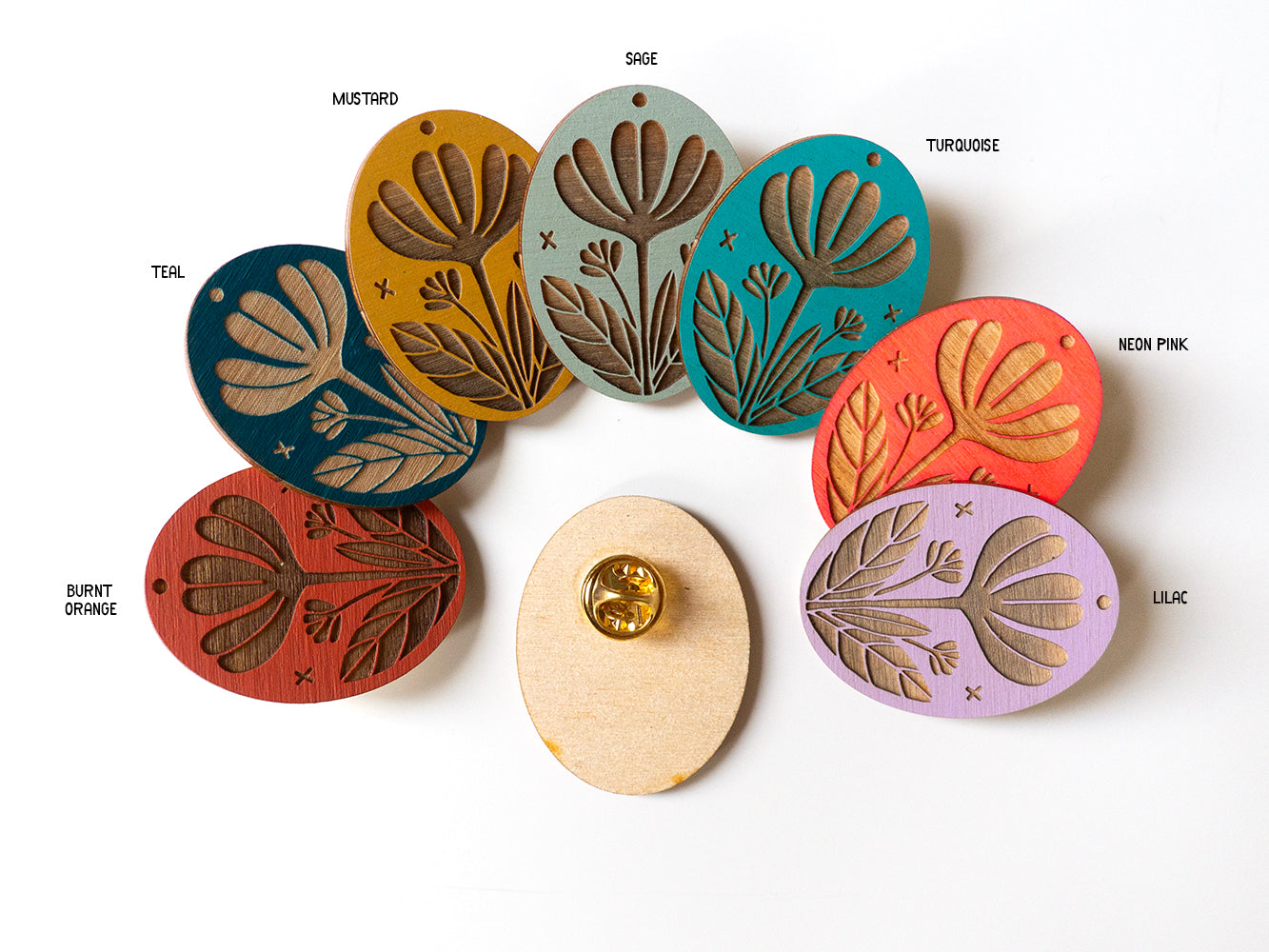 Large Flower Wood Pin