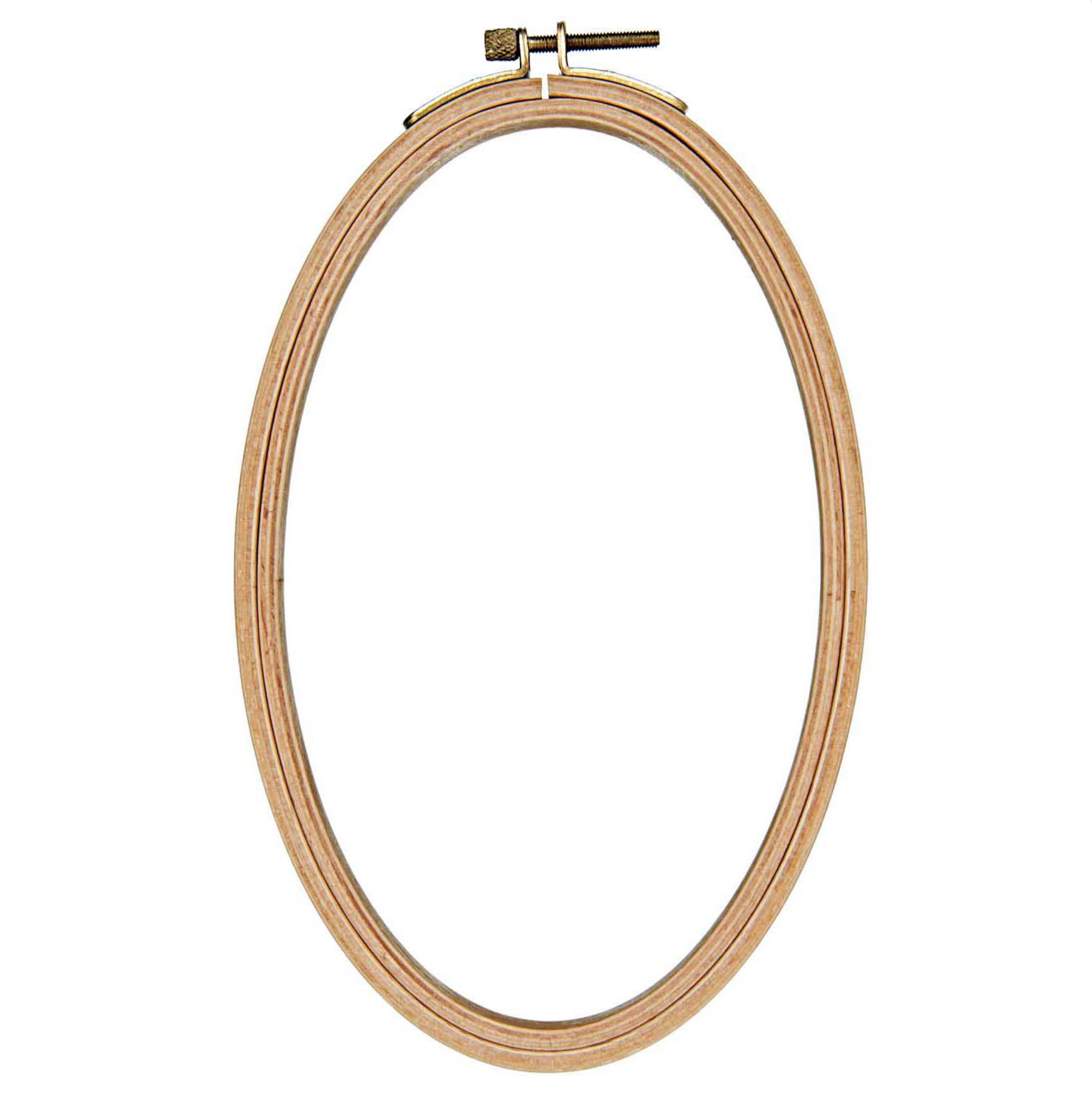 Uxcell 9x6 Wood Color Rubber Oval Embroidery Hoop Frame Cross