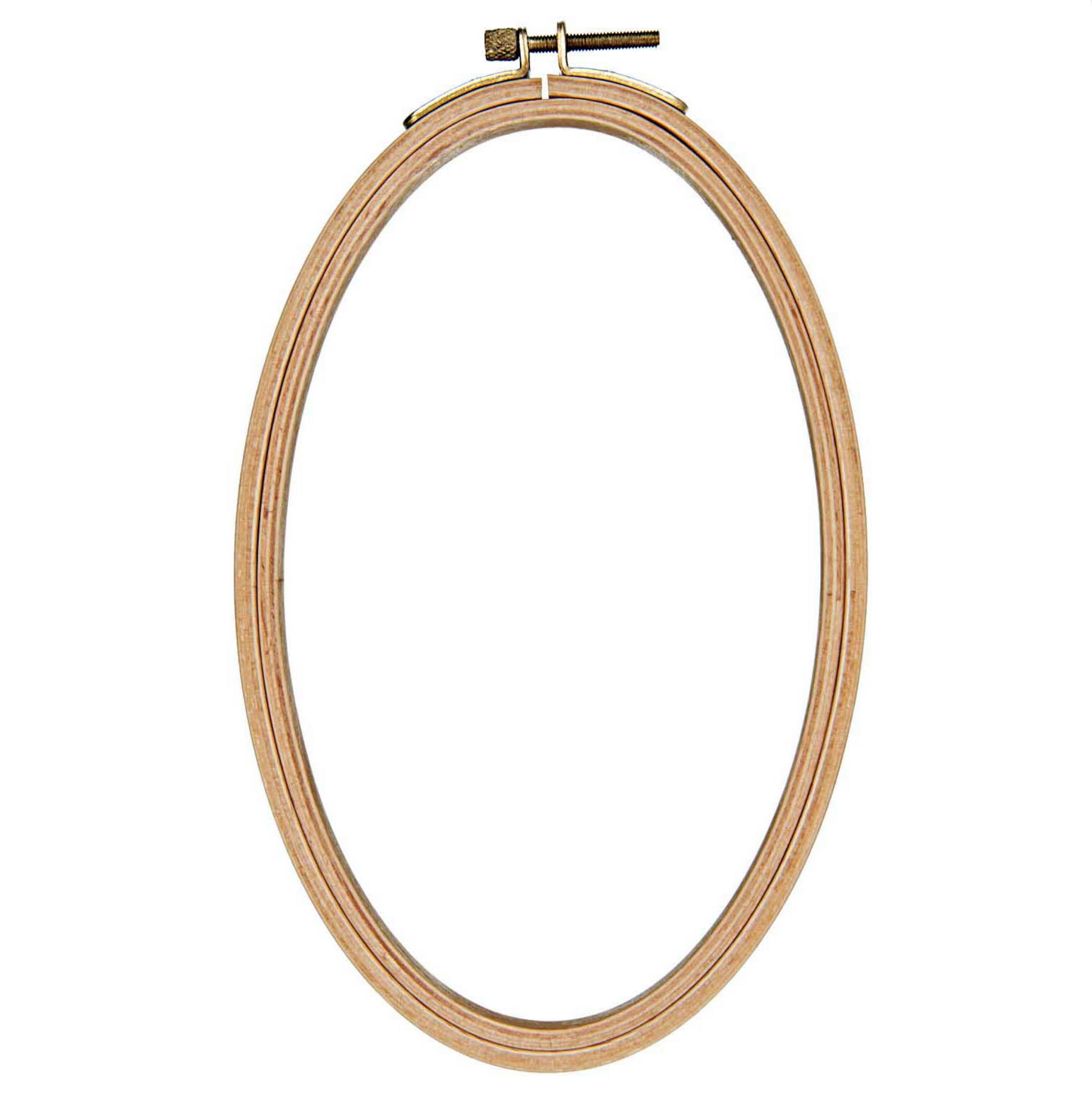 Beechwood Oval Embroidery Hoops Vertical